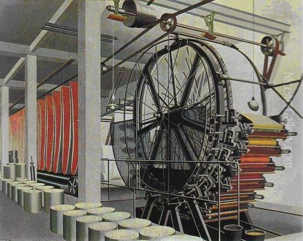 The Paper Machine Oil Painting by Carl Grossberg
