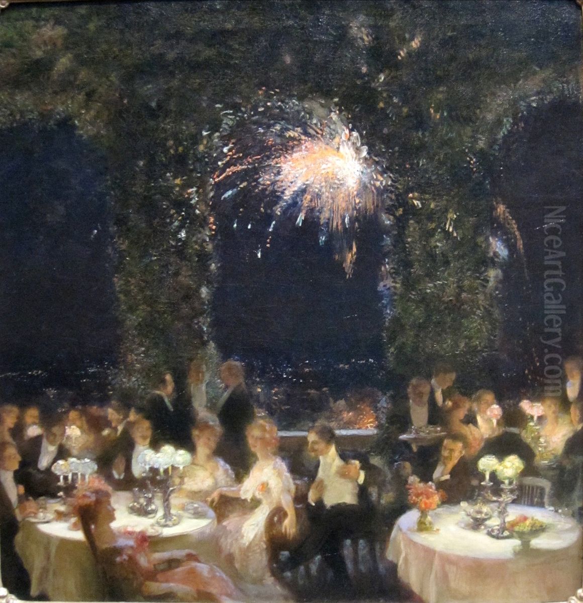 Dinner at the Casino Oil Painting by Gaston La Touche