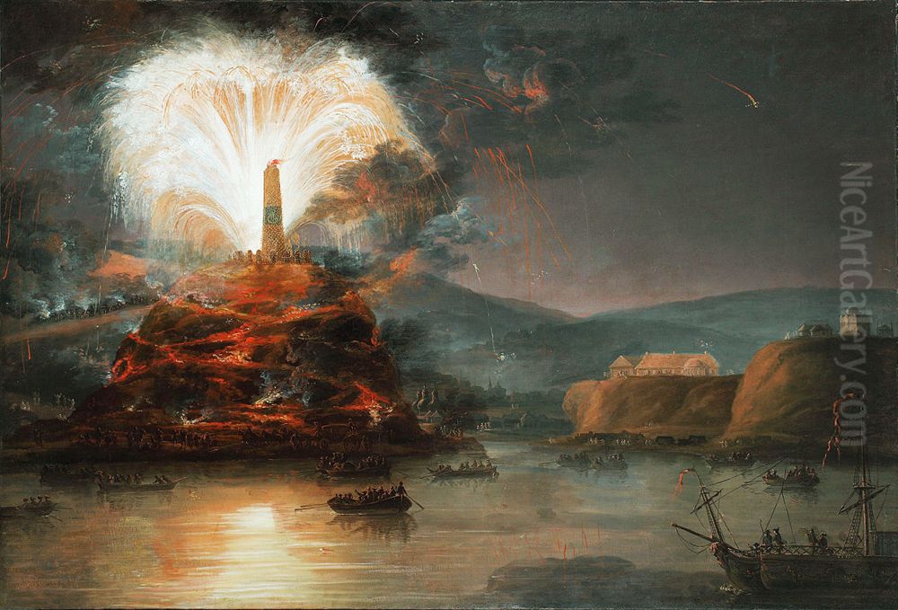 Fireworks in honor of Catherine II in 1787. Oil Painting by Jan Bogumi Plersz Fireworks in honor of Catherine II in 1787. Oil Painting by Jan Bogumi Plersz