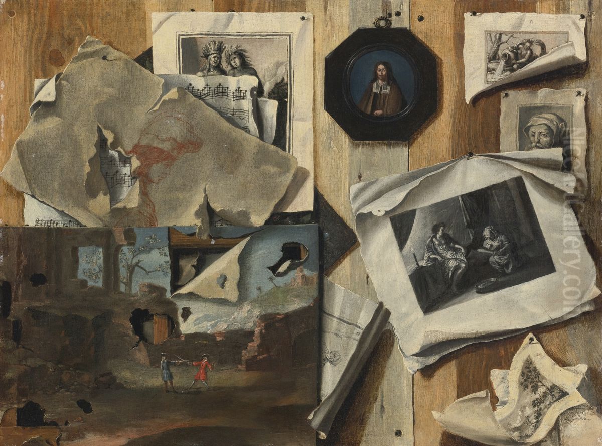 Trompe-l'oeil Still Life Oil Painting by Sebastiano Lazzari