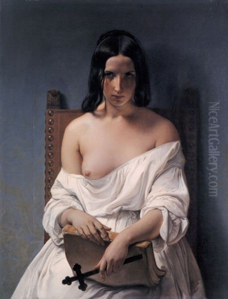 Meditation on the History of Italy Oil Painting by Francesco Hayez