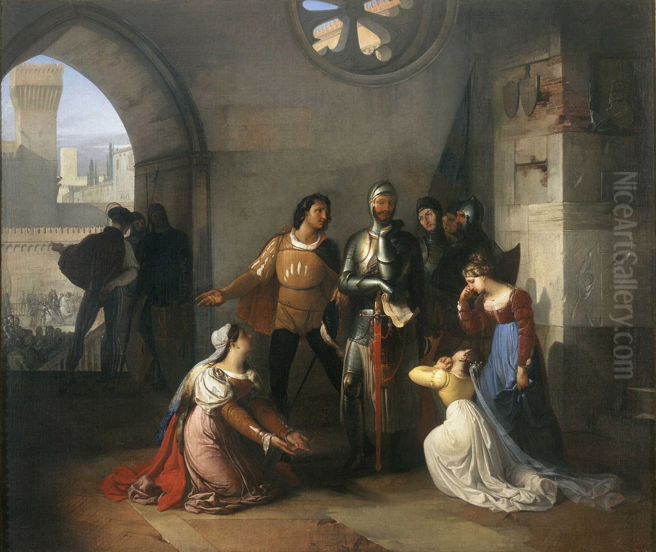 Pietro Rossi appele a commander l'armee venitienne. Oil Painting by Francesco Hayez