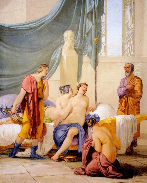 Francesco Hayez,Socrate scopre Alcibiade in un bordello. Oil Painting by Francesco Hayez