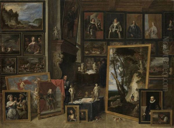 Ansicht der Galerie des Erzherzogs Leopold in Brussel (II) Oil Painting by David Teniers the Younger