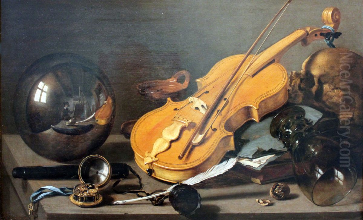 Vanitas-Stillleben mit Selbstbildnis Oil Painting by Pieter Claesz