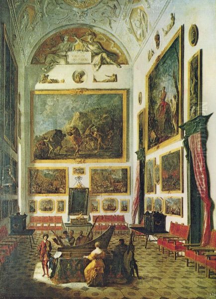 Musikalische Unterhaltung am Spinett Oil Painting by Johann Heinrich Schonfeld