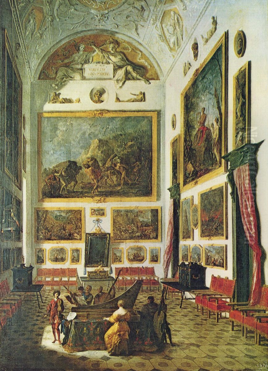Musical Entertainment at the Spinet Oil Painting by Johann Heinrich Schonfeld