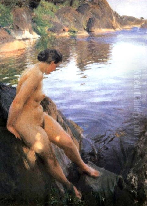 Pa Sandhamn Oil Painting by Anders Zorn