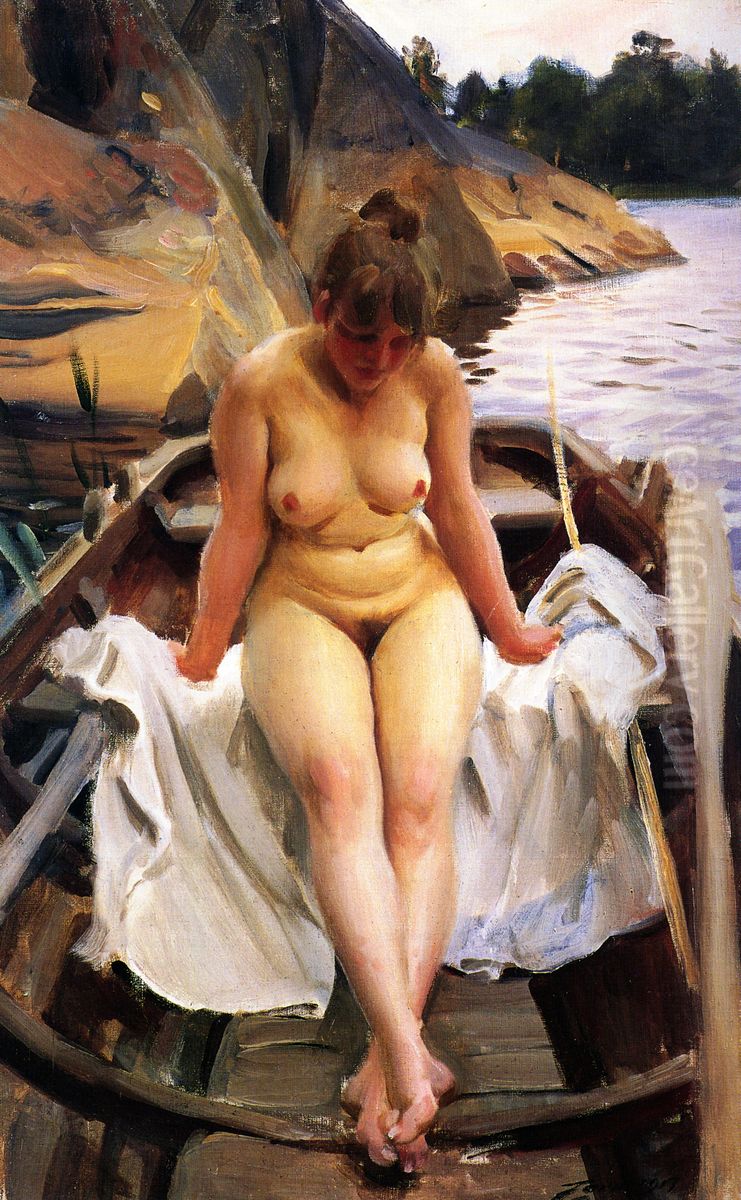 In Werner's Rowing Boat Oil Painting by Anders Zorn
