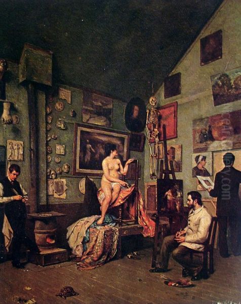 Studio in Paris Oil Painting by Jose Ferraz De Almeida Junior