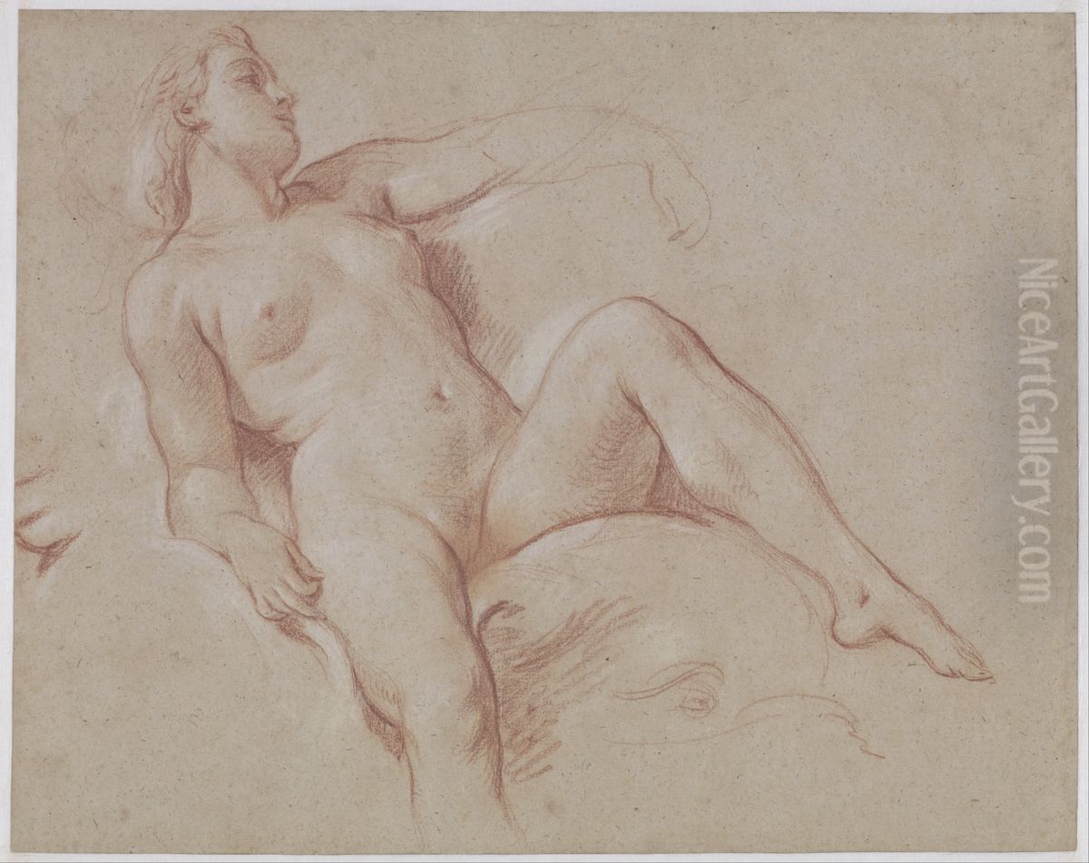 Female Nude on a Dolphin Oil Painting by Francois Boucher