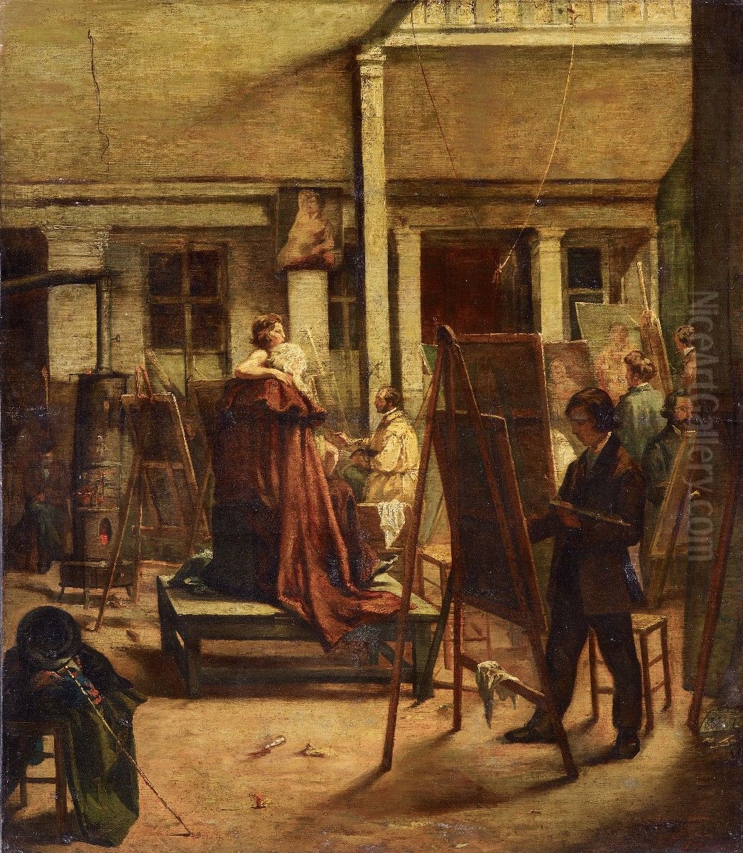 The Painting Class in the Studio Oil Painting by unknown