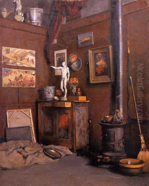 Studio Interior with a Stove Oil Painting by Gustave Caillebotte