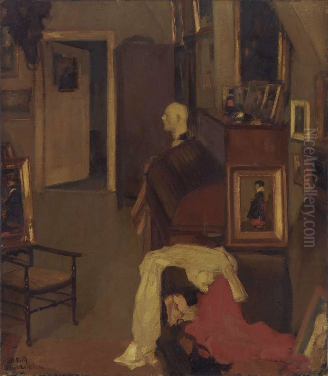 In the Studio Oil Painting by Hans Looschen