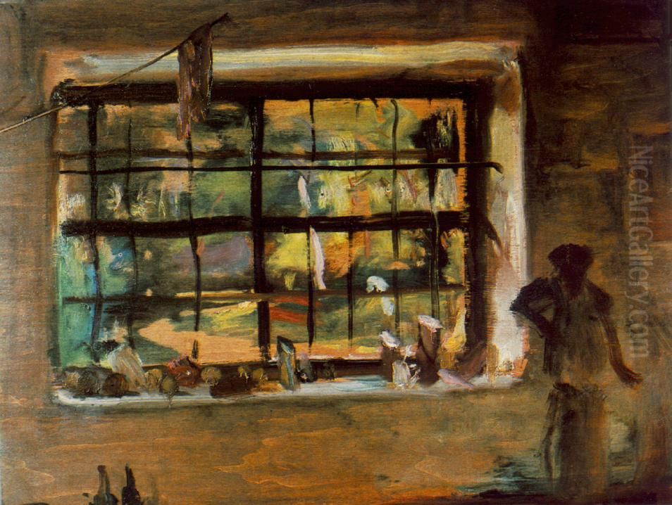 Window of the Atelier Oil Painting by Janos Tornyai