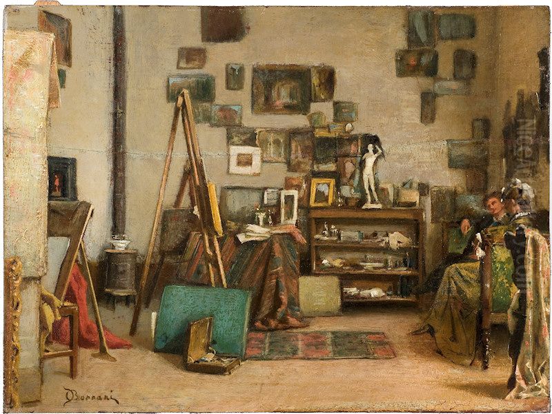 Visita allo studio Oil Painting by Odoardo Borrani