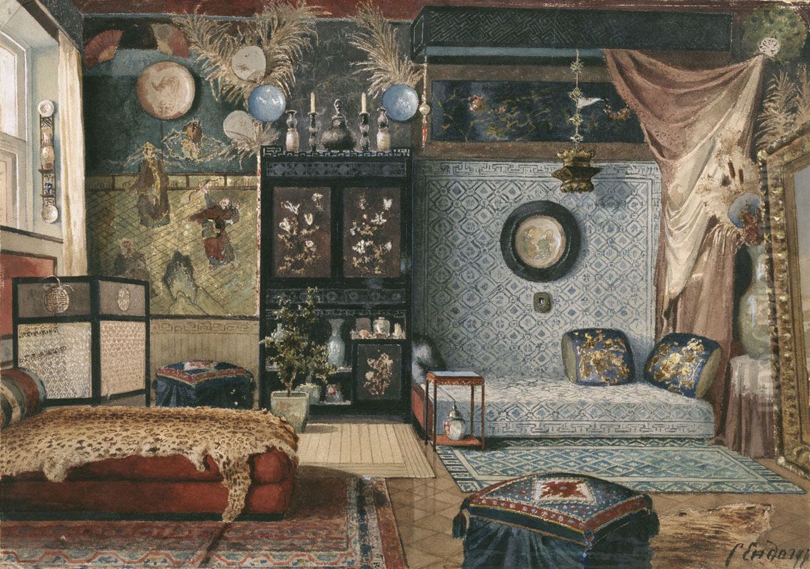 The Studio of I.S.Watercolor on paper Oil Painting by Sergey Endogurov