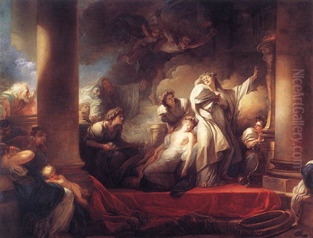 Le grand pretre Coresus se sacrifie pour sauver Callirhoe (Pausanias, VII, 21). Oil Painting by Jean-Honore Fragonard
