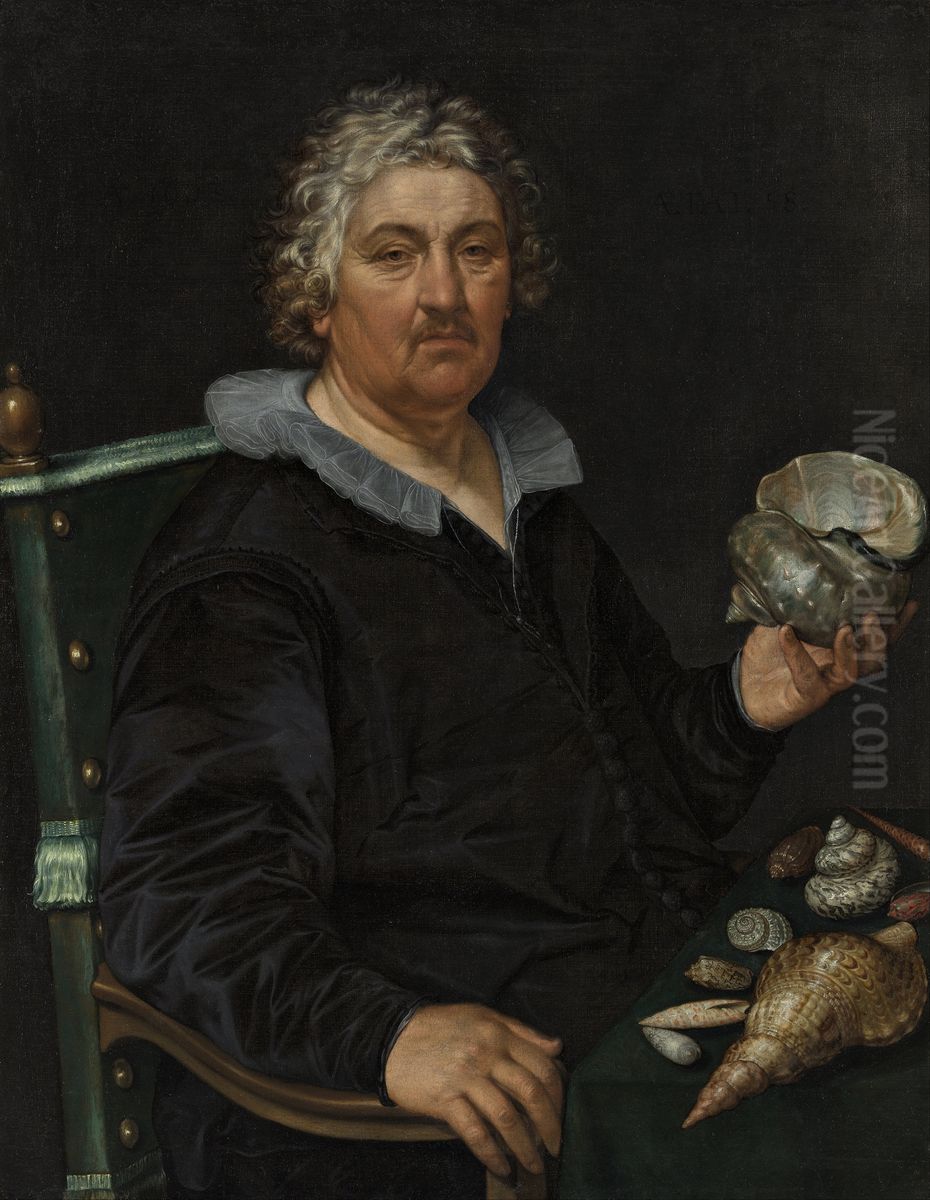 Portrait of the Shell Collector Jan Govertsen van der Aer (1545-1612) Oil Painting by Goltzius Hendrick