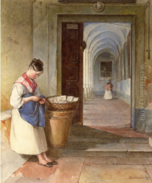 Sparliche Einnahmen Oil Painting by Albert Schindler