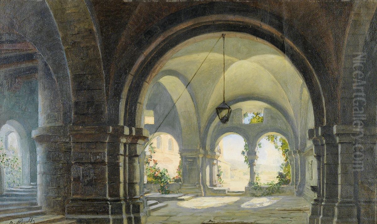 View of the Cloister Garden Oil Painting by Georg Petzoldt
