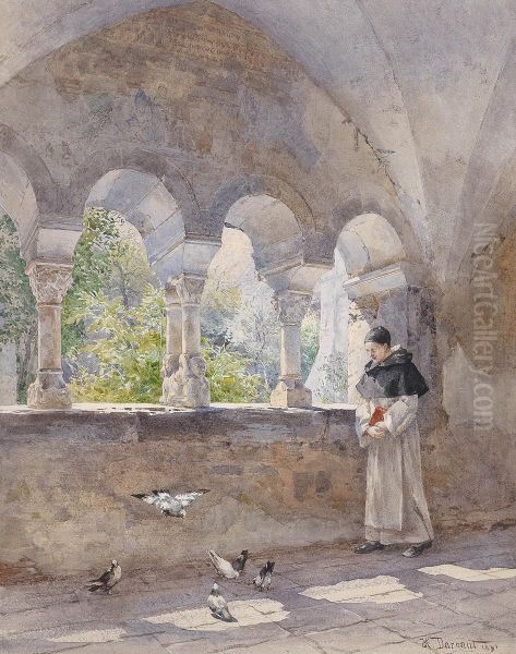 Cloister in Cistercian Millstadt Abbey Oil Painting by Hugo Darnaut