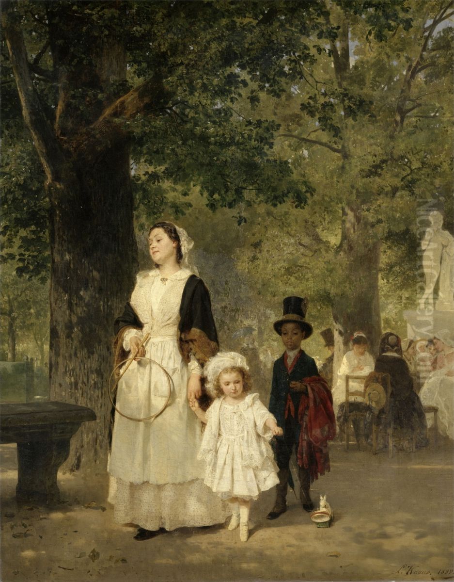 Promenade in the Tuileries Gardens Oil Painting by Ludwig Knaus