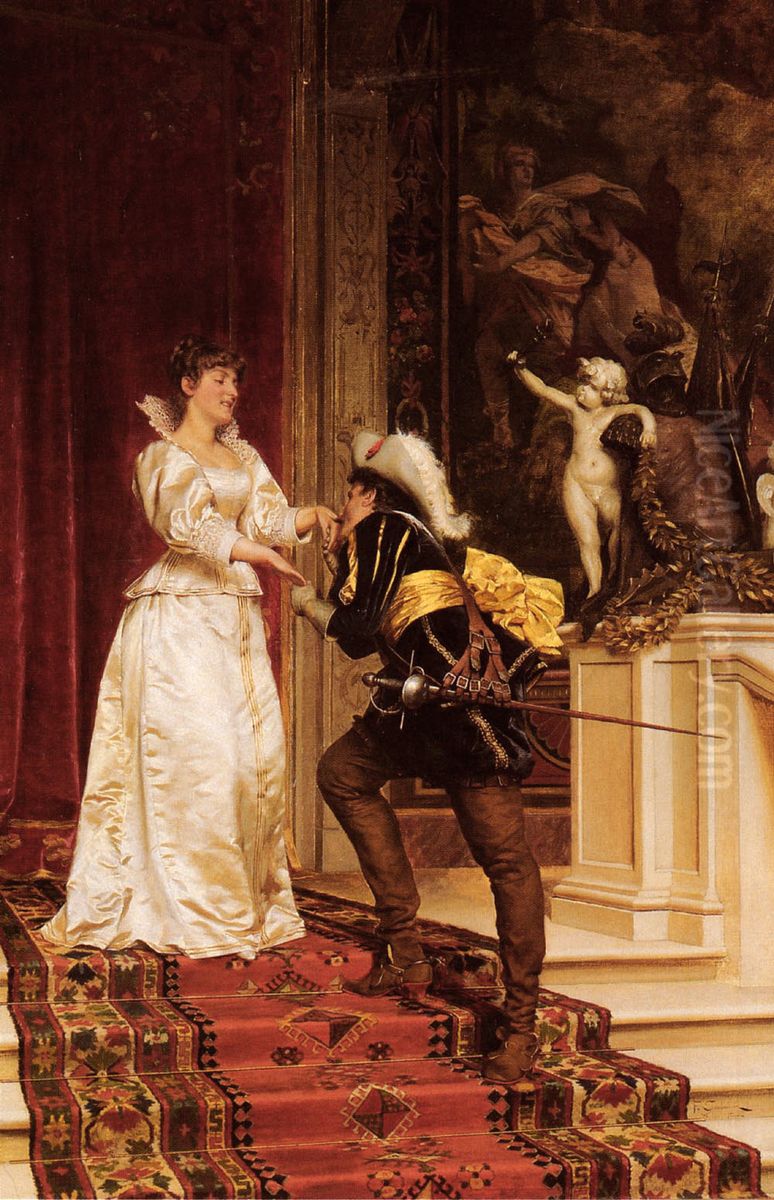 The Cavalier's Kiss Oil Painting by Frederic Soulacroix The Cavalier's Kiss Oil Painting by Frederic Soulacroix