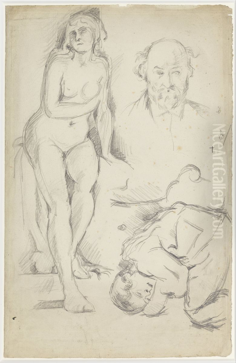 Feuille d'etudes Oil Painting by Paul Cezanne Feuille d'etudes Oil Painting by Paul Cezanne