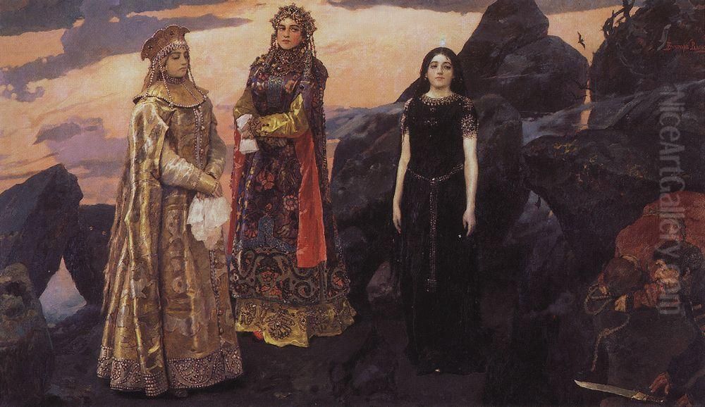 <<Tri carevny podzemnogo carstva>> Oil Painting by Viktor Vasnetsov
