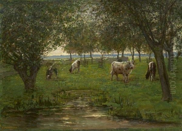 Grazende kalfjes Oil Painting by Piet Mondrian