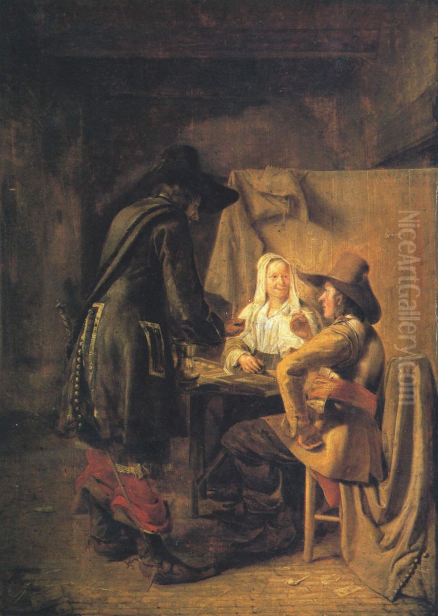 Tric-Trac-Spieler Oil Painting by Pieter De Hooch Tric-Trac-Spieler Oil Painting by Pieter De Hooch
