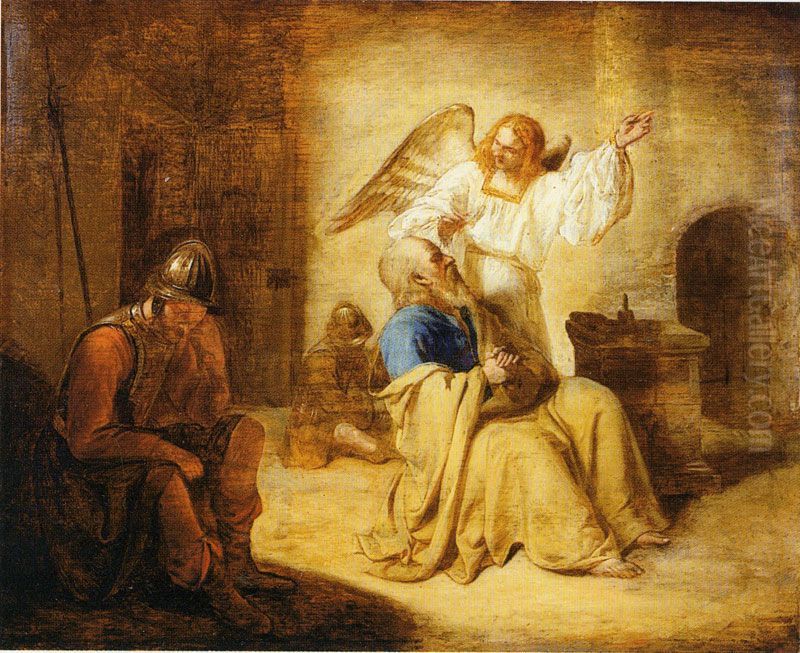 Liberation of St. Peter from prison Oil Painting by Pieter De Hooch