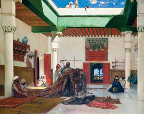 Carpet Seller in Tangiers Oil Painting by Jean-Joseph Benjamin-Constant
