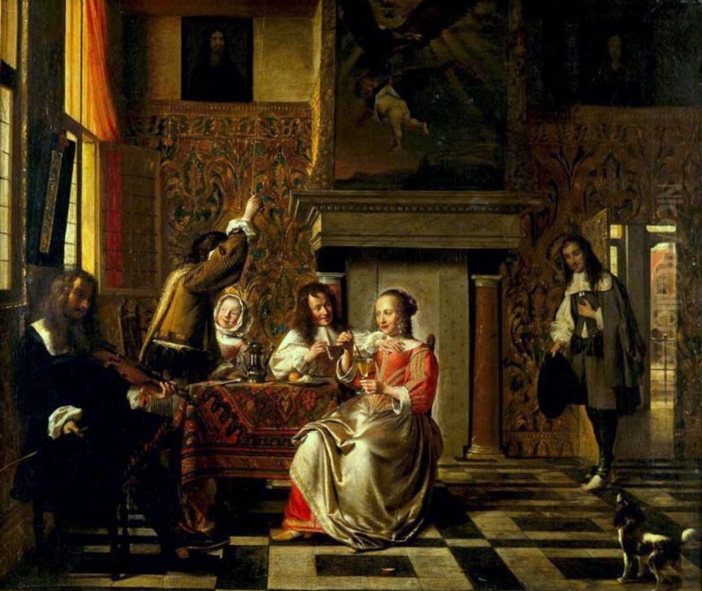 Merry company in an interior Oil Painting by Pieter De Hooch
