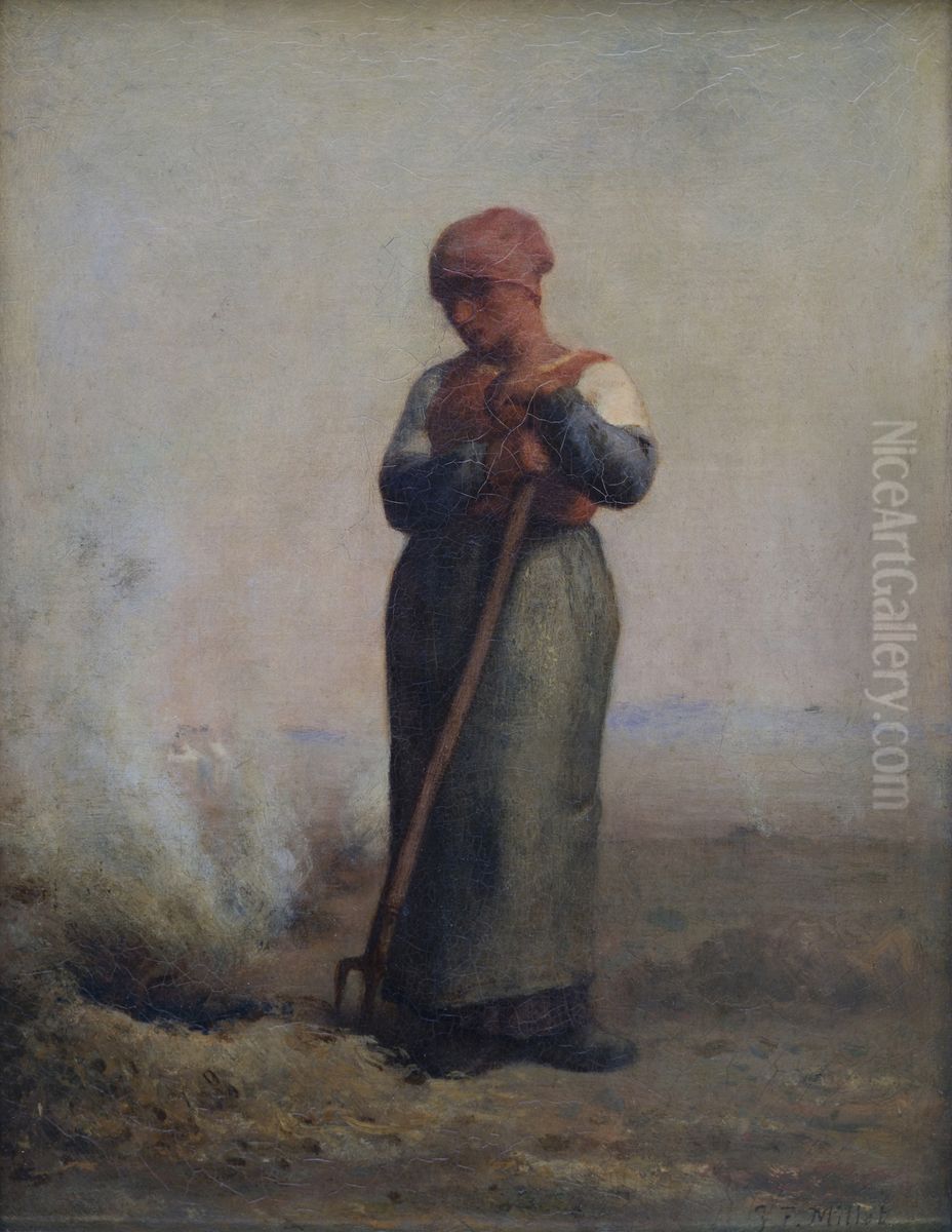 La Bruleuse d'herbes Oil Painting by Jean-Francois Millet