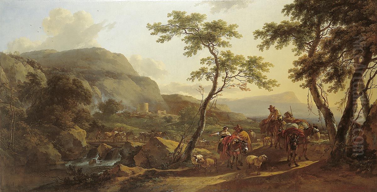 Italianate landscape Oil Painting by Nicolaes Pieterszoon Berchem