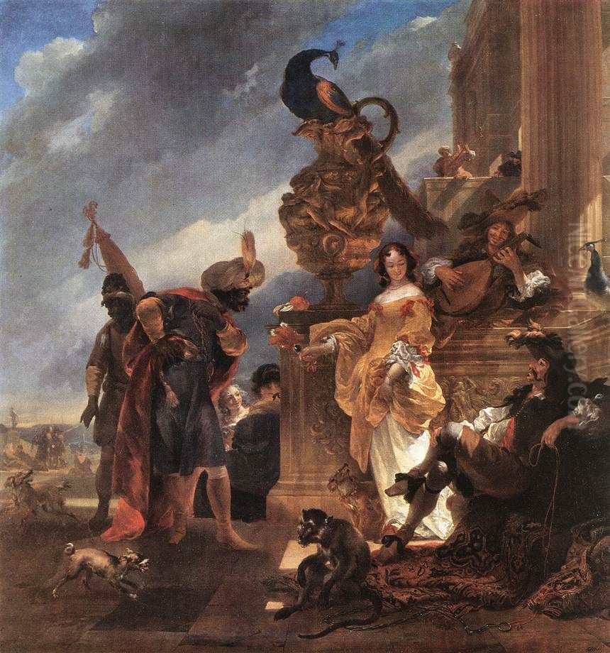 Merchant Receiving a Moor in the Harbour Oil Painting by Nicolaes Pieterszoon Berchem