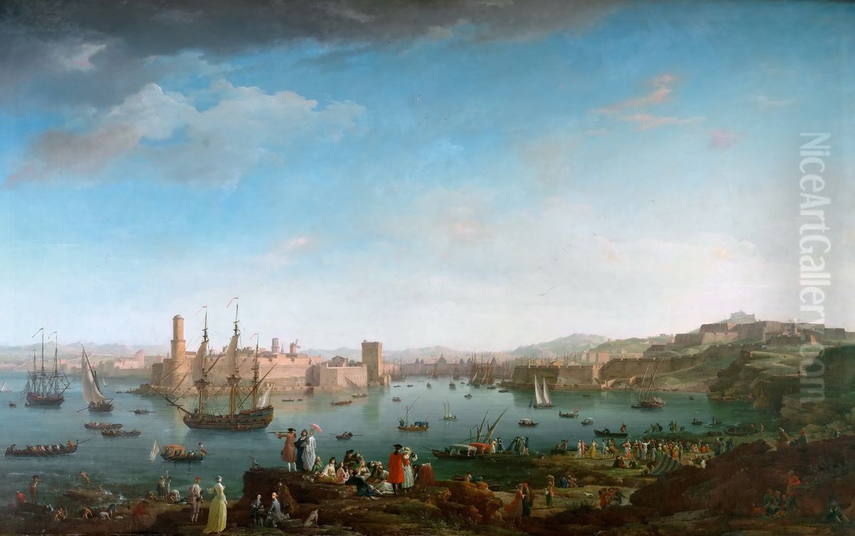 Entrance of the Port of Marseille Oil Painting by Joseph Vernet