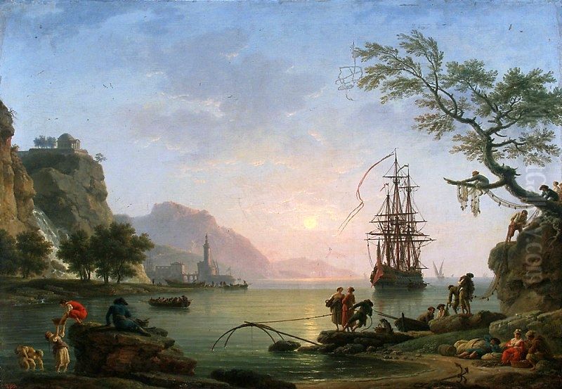 View of a port in the morning (Morning). Oil Painting by Joseph Vernet View of a port in the morning (Morning). Oil Painting by Joseph Vernet