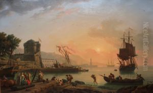 A Grand View of the Sea Shore Enriched with Buildings Shipping and Figures