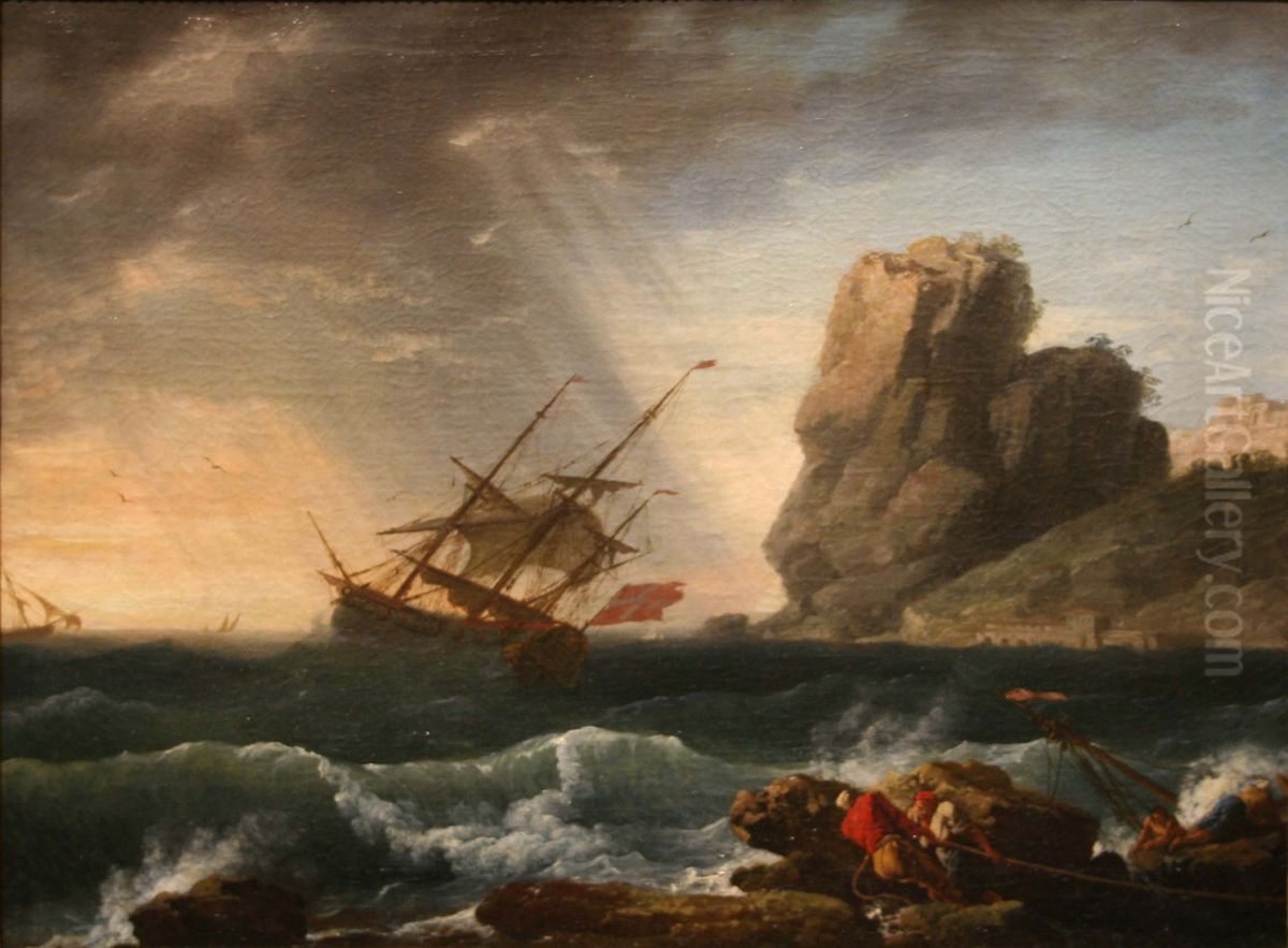 Une Tempete Oil Painting by Joseph Vernet