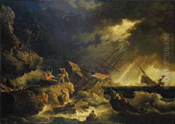A Storm in the Sea Oil Painting by Joseph Vernet