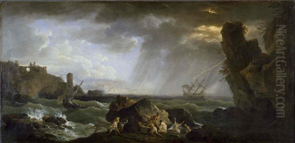 Evening Oil Painting by Joseph Vernet