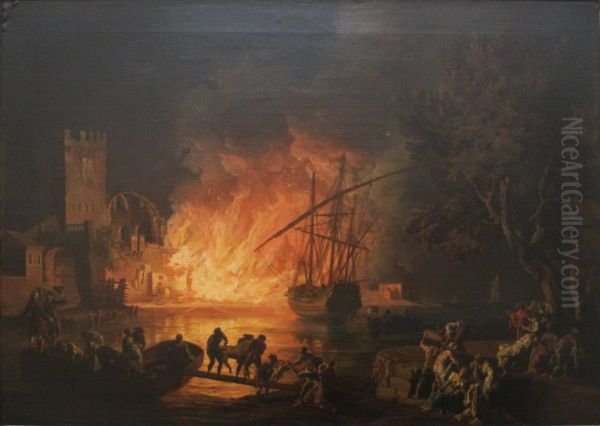 Fire on the Tiber Oil Painting by Joseph Vernet