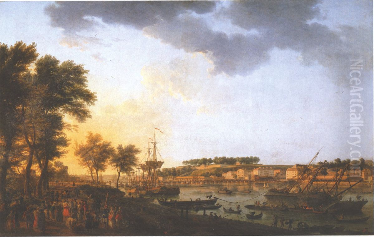 Seconde vue du port de Bayonne, prise de l'allee des Boufflers Oil Painting by Joseph Vernet