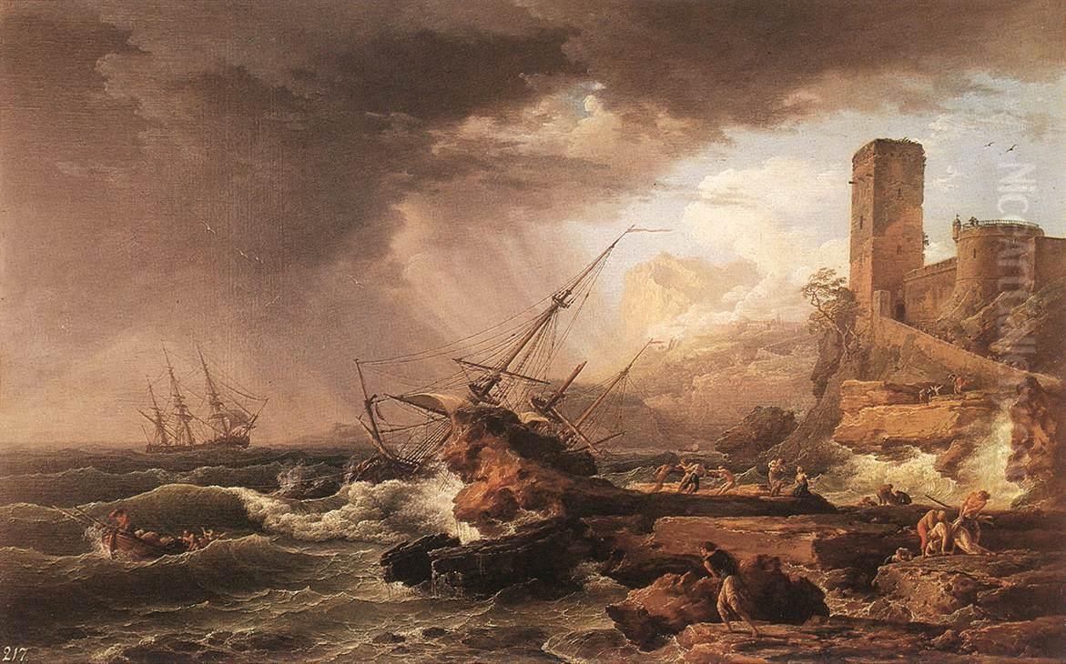 Storm with a Shipwreck Oil Painting by Joseph Vernet