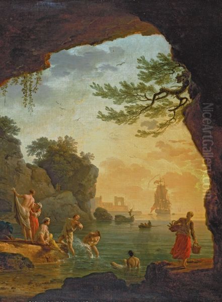 Les Baigneuses Oil Painting by Joseph Vernet