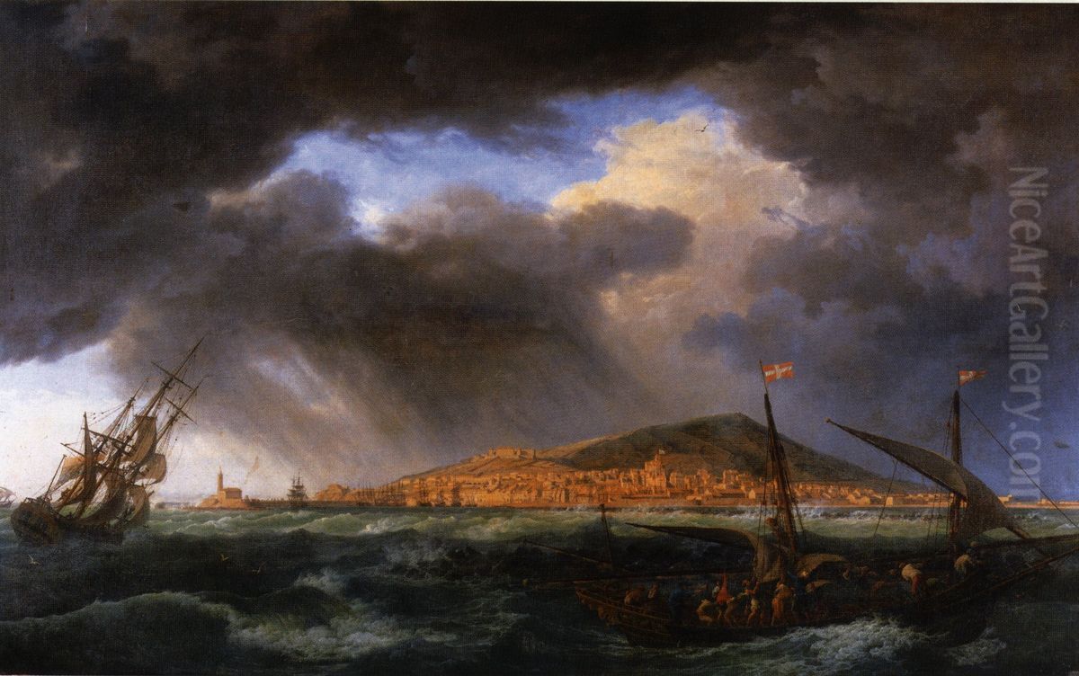 La Vue du port de Cette [Sete] en Languedoc Oil Painting by Joseph Vernet