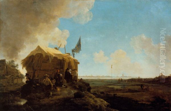 The restoration of the Diemerdijk or Muiderdijk near Amsterdam in 1651 Oil Painting by Jan Asselijn